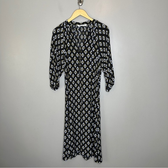 Zara geometric print Henley midi dress - Picture 2 of 5